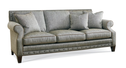 Transitional Sofa with Rolled Arms and Nailhead Trim