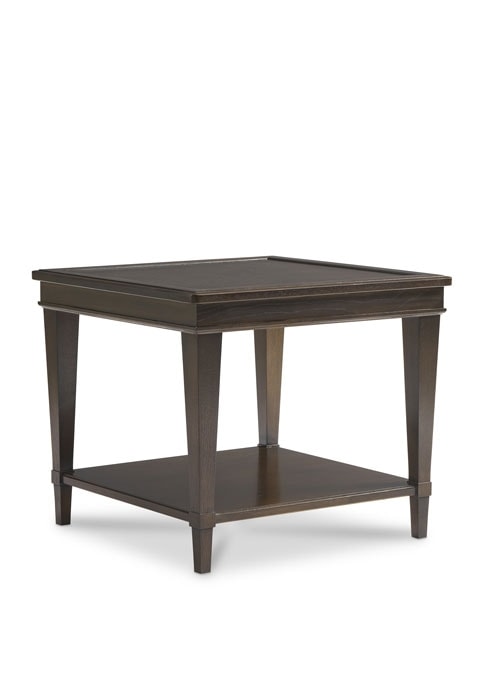 Transitional Square Lamp Table with Shelf