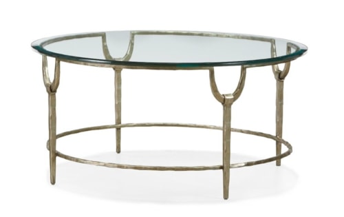 Contemporary Round Cocktail Table with Glass Top