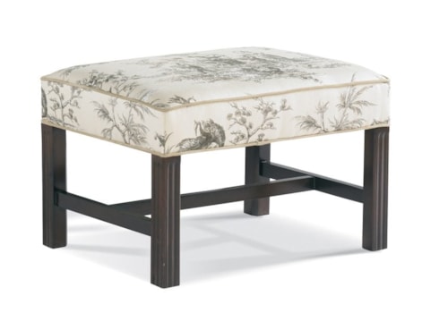 Transitional Accent Ottoman with Wood Legs