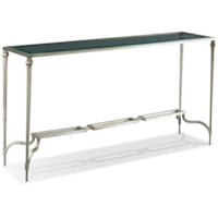 Transitional Glass-Top Console Table with Chainlink Trestle