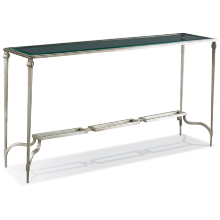 Glass-Top Console Table w/Chainlink Trestle