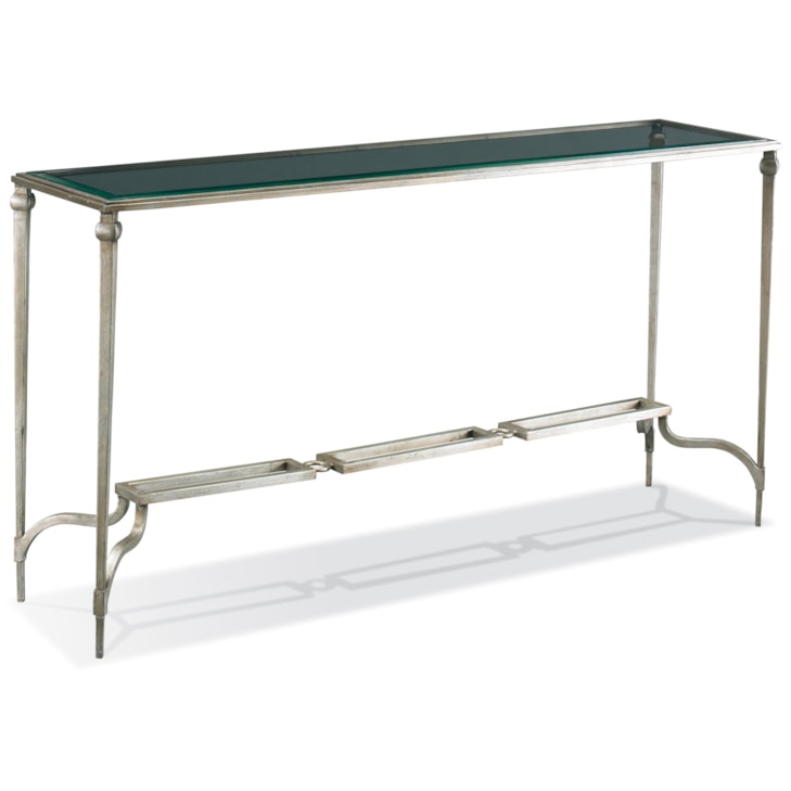 Sherrill Occasional INFINITY Glass-Top Console Table w/Chainlink Trestle