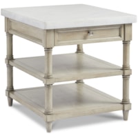 Transitional Rectangular 1-Drawer End Table with 2 Shelves