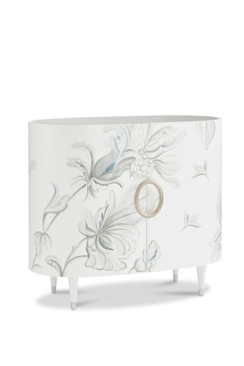 Contemporary 2-Door Oval Cabinet with Floral Design