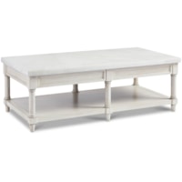 Transitional Rectangular 1-Shelf Cocktail Table with Marble Top