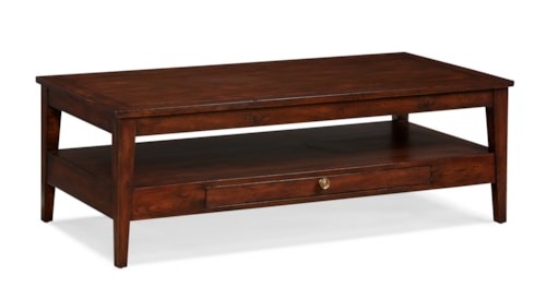 Casual Traditional Oak Cocktail Table with Storage