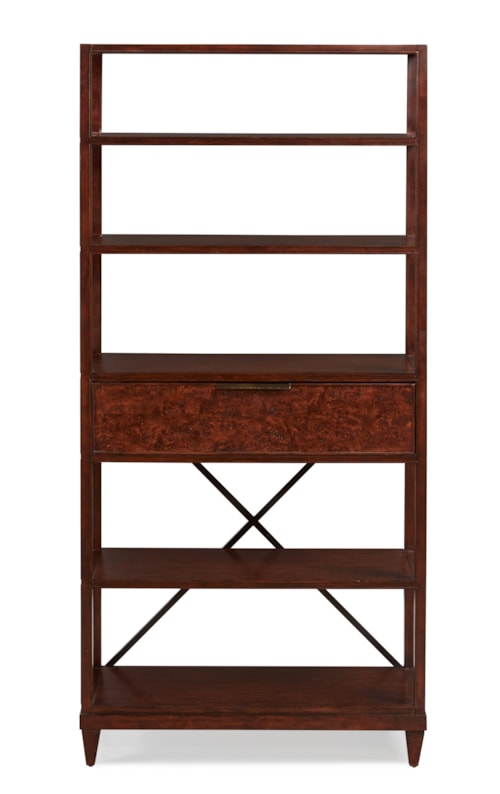 Transitional 5-Shelf Bookcase with 1 Drawer