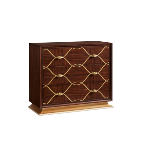3-Drawer Accent Chest w/Gold Trim