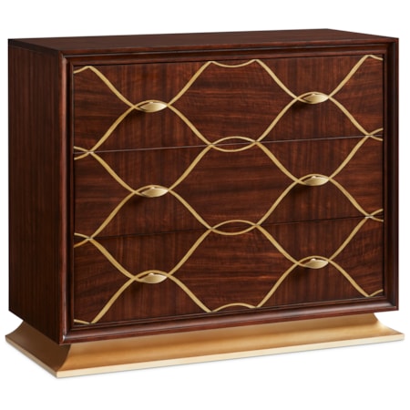3-Drawer Accent Chest w/Gold Trim