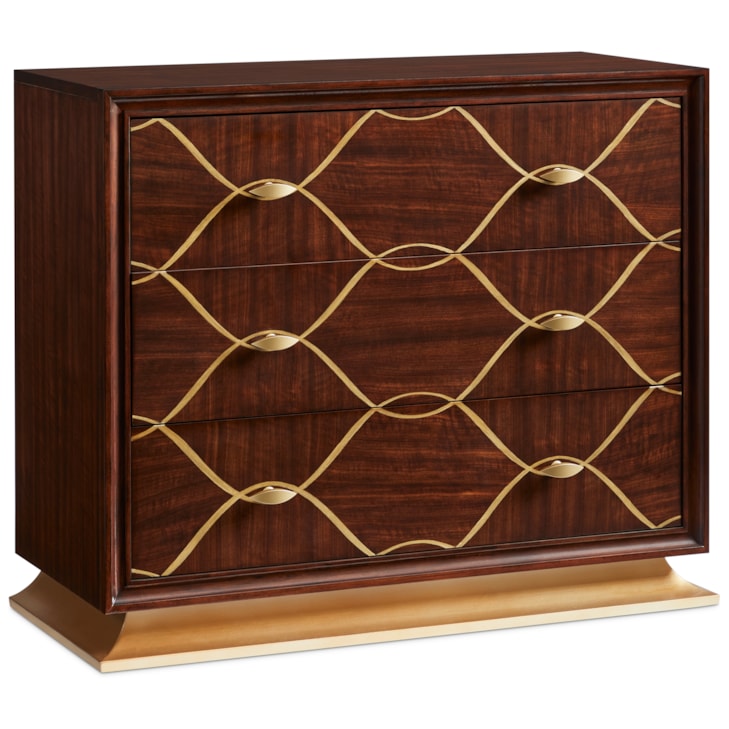 Sherrill Occasional VOYAGE MAISON 3-Drawer Accent Chest w/Gold Trim