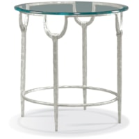 Contemporary Round Lamp Table with Glass Top