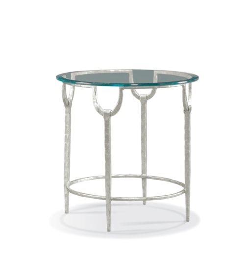 Contemporary Round Lamp Table with Glass Top