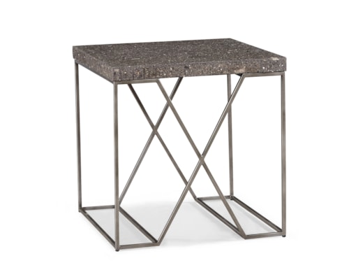 Contemporary Square End Table with Marble Top