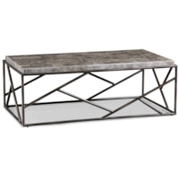 Modern Sculptural Cocktail Table with Polished Marble Inset Top