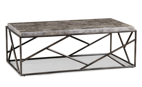 Modern Sculptural Cocktail Table with Polished Marble Inset Top
