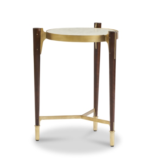 Contemporary Shell-Top End Table w/Metal Stretcher