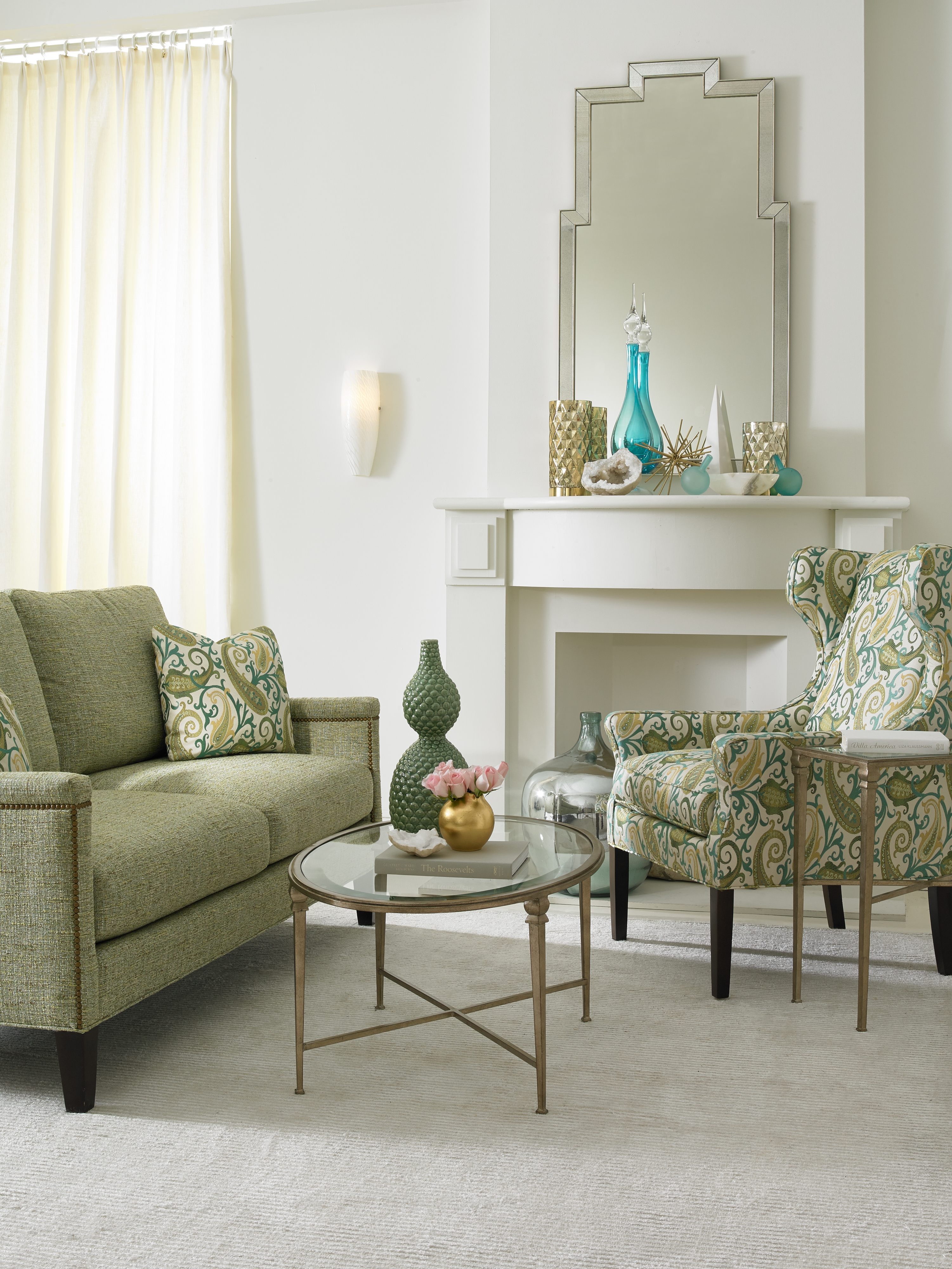 Oval Glass-Top Cocktail Table w/X-Stretcher