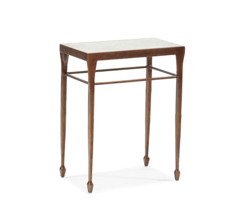 Transitional Tall-Leg Antique End Table with Spade Feet