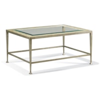 Modern Elegant Forged Iron Cocktail Table with Inset Glass Top