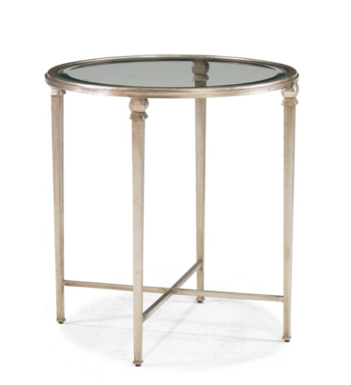 Transitional Round End Table with Glass Top