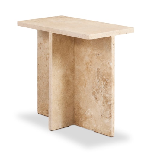 Contemporary Rectangular Travertine Accent Table