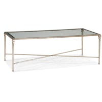 Transitional Rectangular Cocktail Table with Glass Top