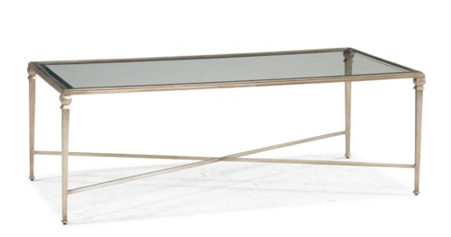 Transitional Rectangular Cocktail Table with Glass Top