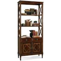 Traditional 2-Door Etagere with Two Drawers