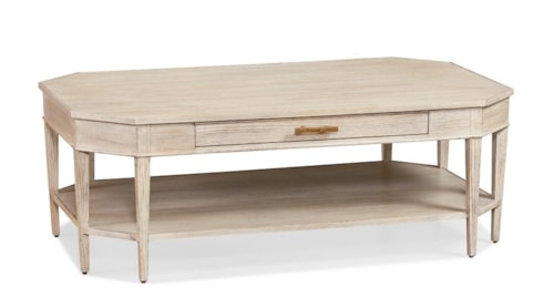 Transitional 1-Drawer Cocktail Table with Shelf
