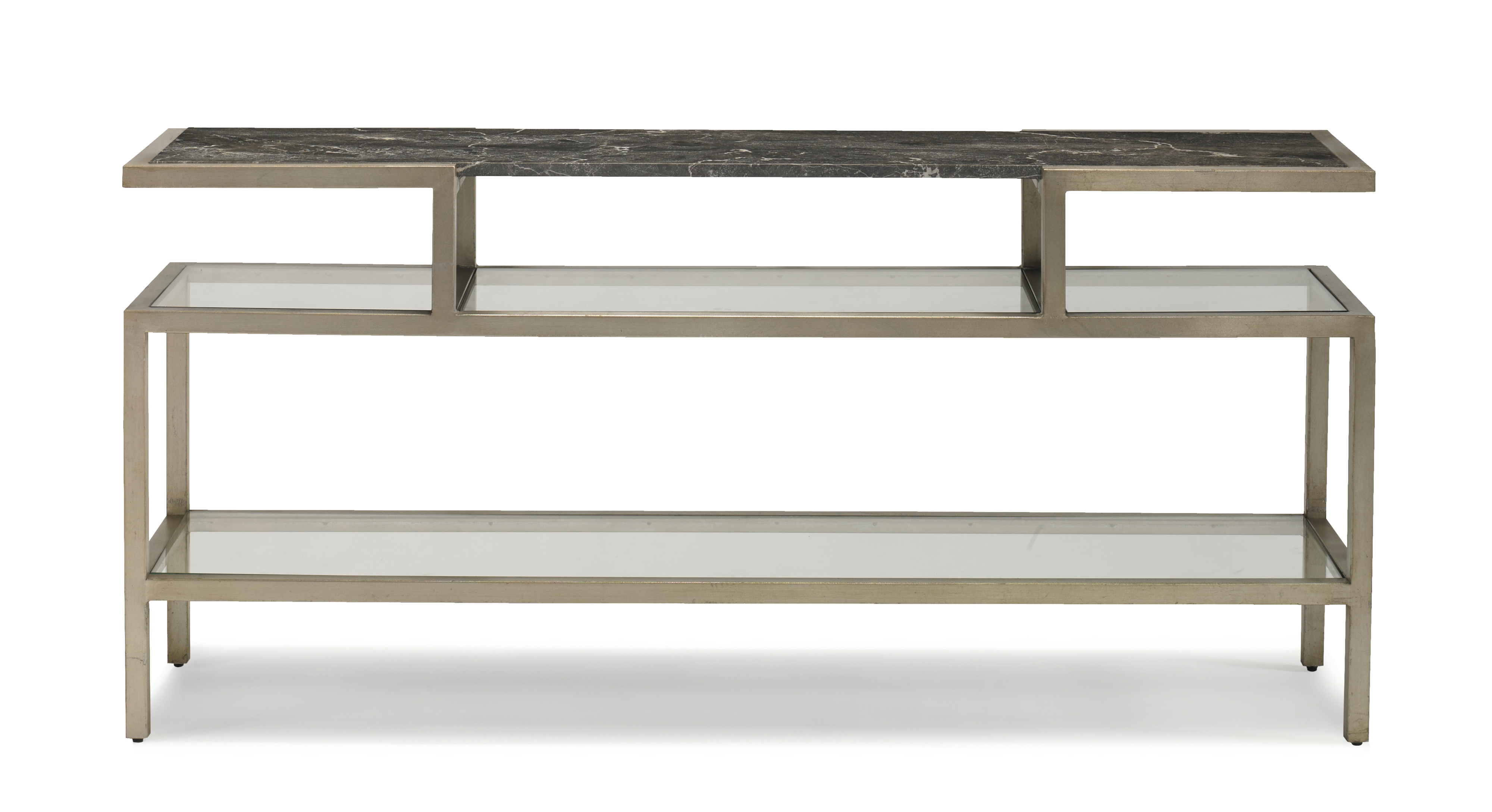 Marble-Top Cocktail Table w/Glass Shelf