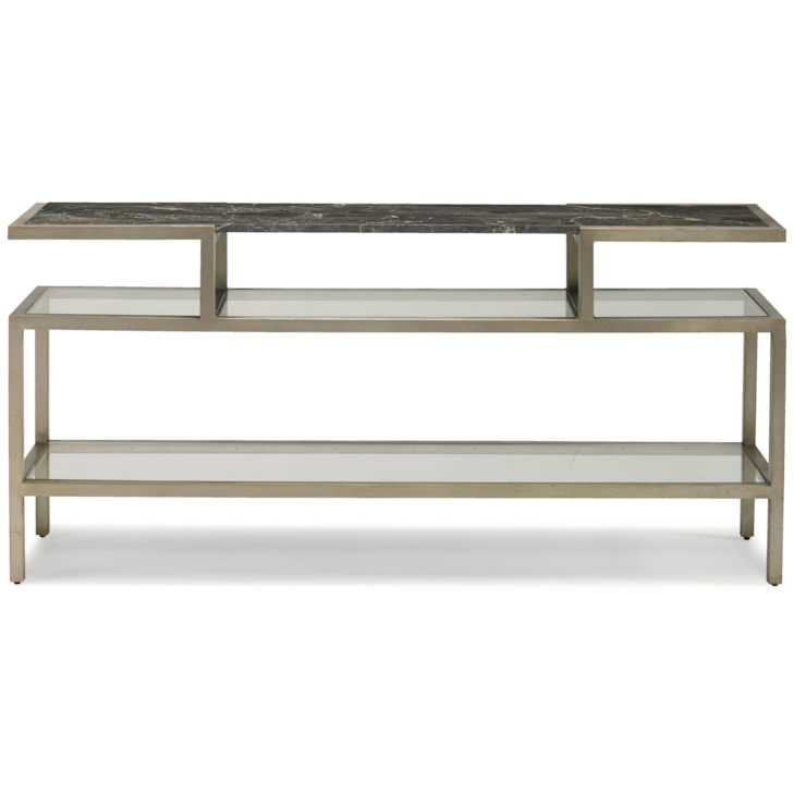 Sherrill Occasional INFINITO Marble-Top Cocktail Table w/Glass Shelf