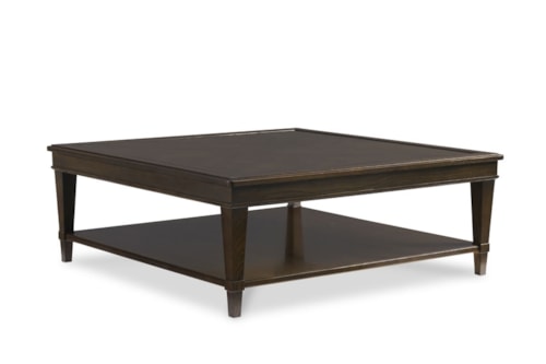 Transitional Square Cocktail Table with Shelf