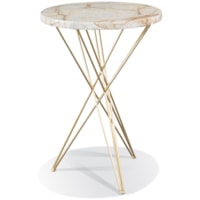 Contemporary 18" Round Marble-Top Spot Table with Tripod Base