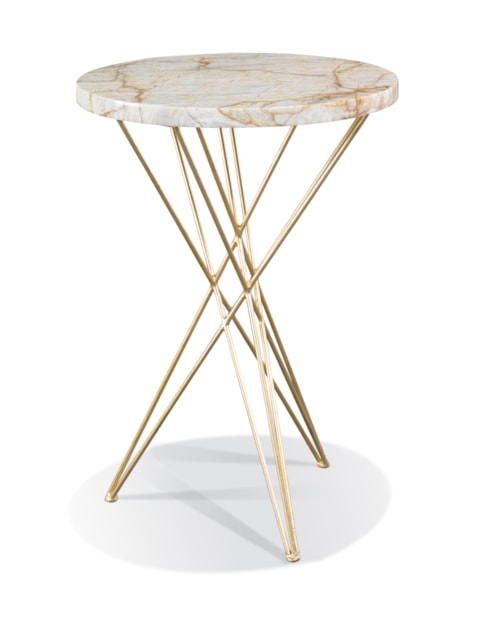Contemporary 18" Round Marble-Top Spot Table with Tripod Base