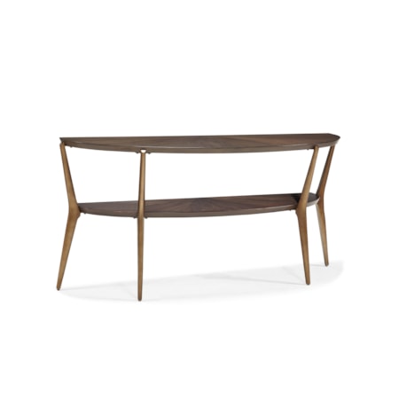 68" Demilune Console Table w/Lower Shelf