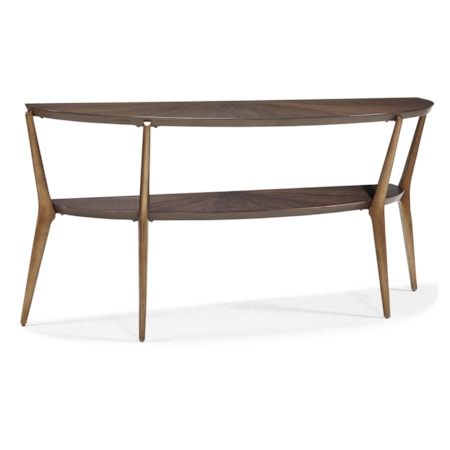 68" Demilune Console Table w/Lower Shelf
