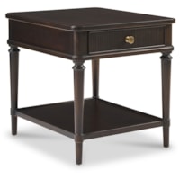 Transitional Rectangular 1-Drawer End Table with Shelf