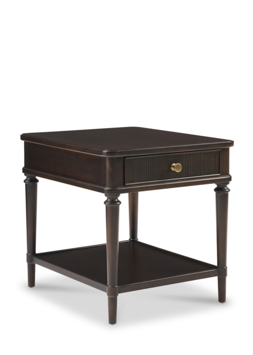 Transitional Rectangular 1-Drawer End Table with Shelf