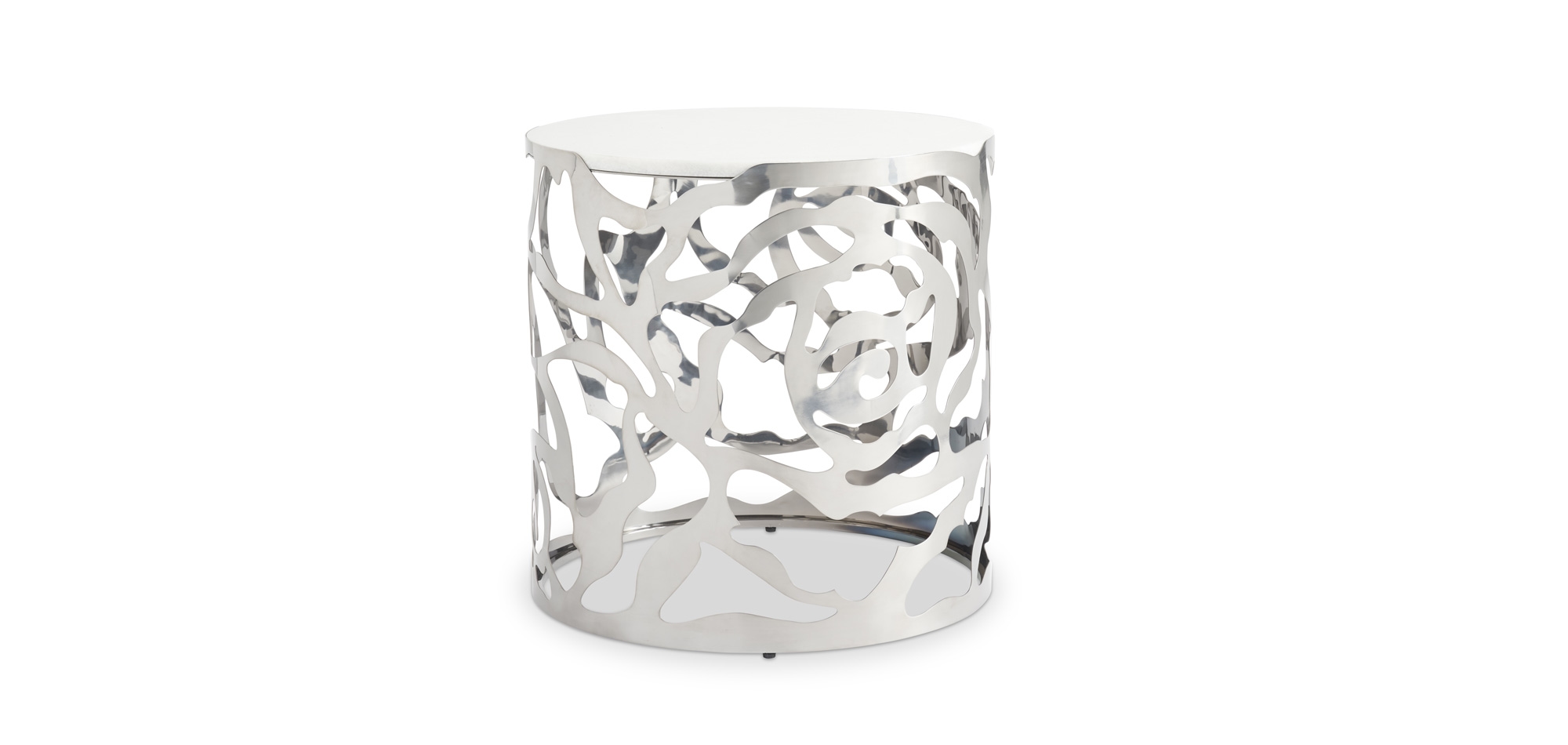 Sculptural White Marble-Top End Table