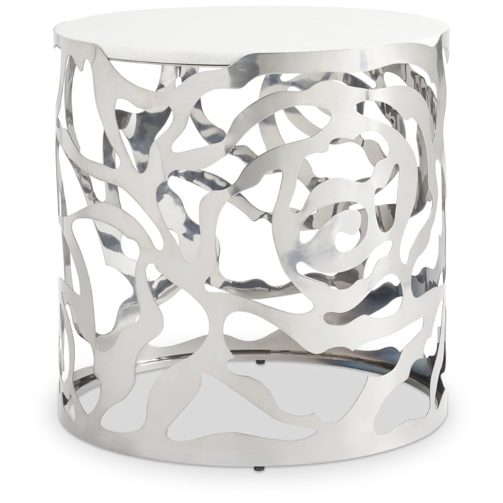Sherrill Occasional VOYAGE MAISON Sculptural White Marble-Top End Table
