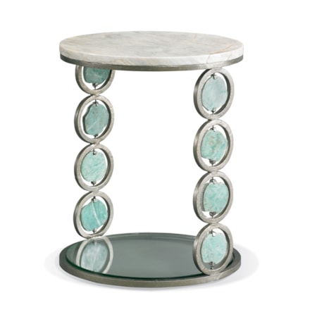 Jade Stone Accent Table w/Glass Base