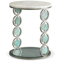 Contemporary Jade Stone Accent Table with Glass Base