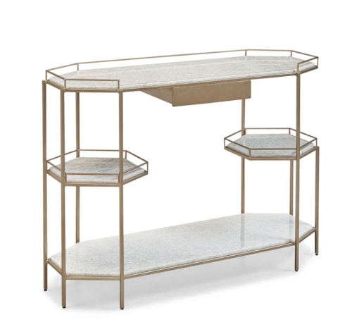 Contemporary 3-Shelf Wine Console with Drawer