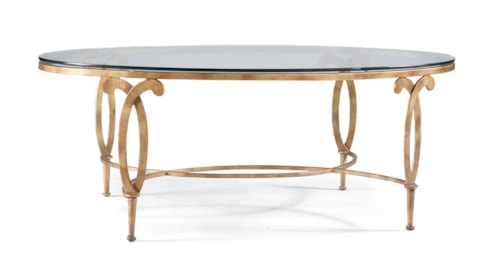 Traditional Oval Cocktail Table with Glass Top