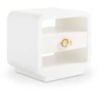 Contemporary Single-Drawer End Table w/Linen-Wrapped Case