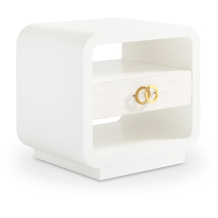 Single-Drawer End Table w/Linen-Wrapped Case