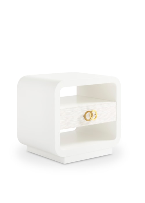 Contemporary Single-Drawer End Table w/Linen-Wrapped Case