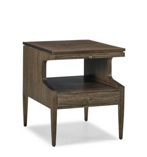 Mid-Century Modern Square-Top Storage End Table with Open Shelf