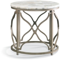 Metal Drum-Style Lamp Table w/Onyx Stone Top